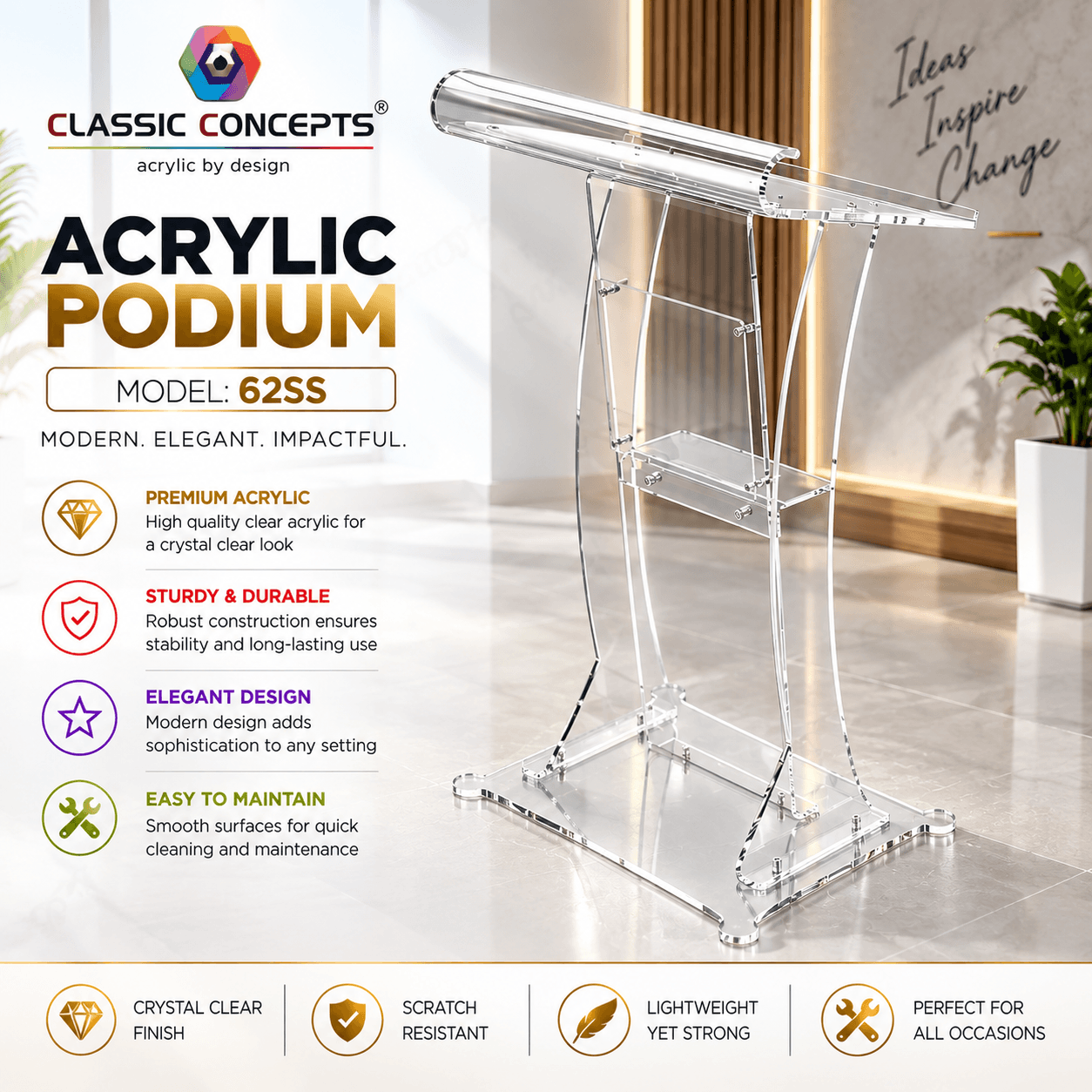 Acrylic Podium CCP062SS
