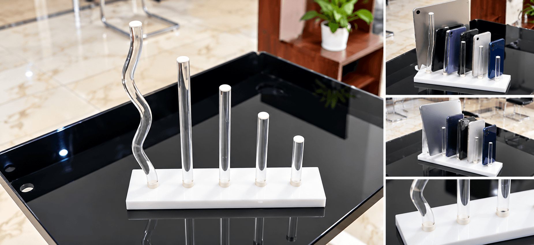 Premium Multi-Device Acrylic Mobile & Tablet Organizer Stand image 1
