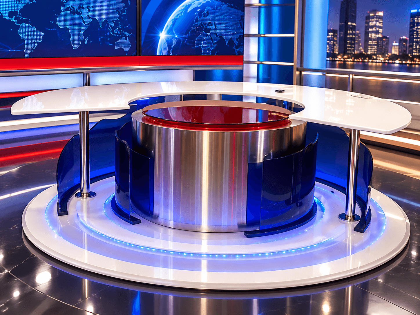 Premium Acrylic News Anchor Desk / Broadcast Studio Desk