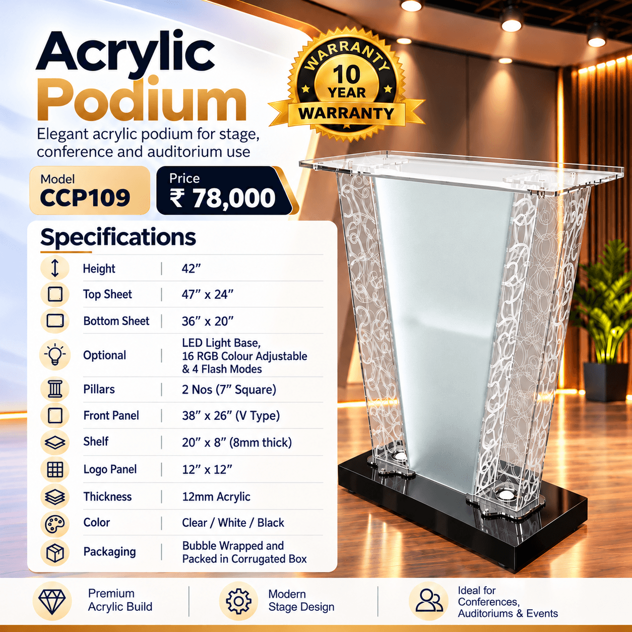 Acrylic Podium CCP109