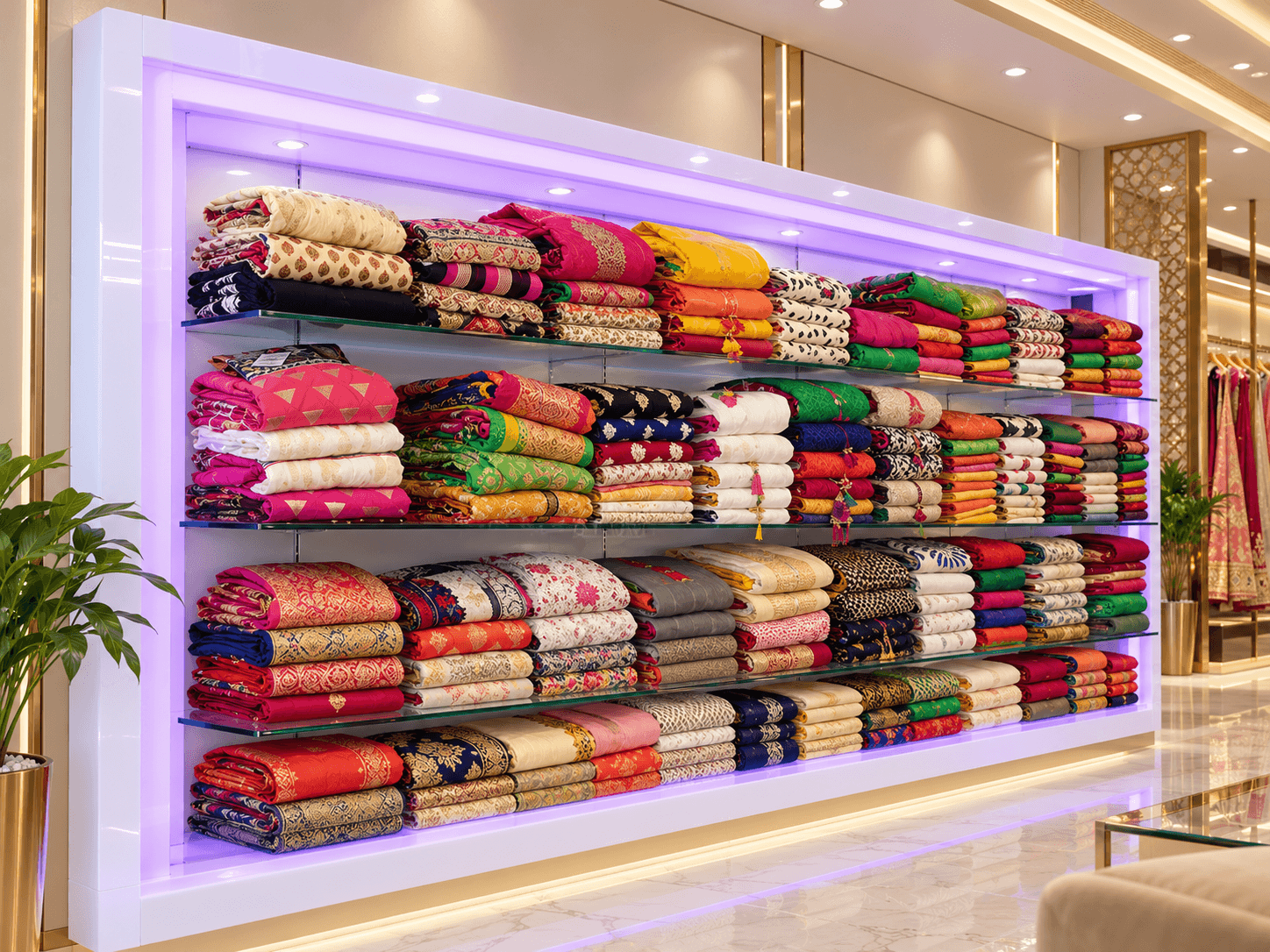 Premium Acrylic Saree & Garment Display Rack with LED Lighting