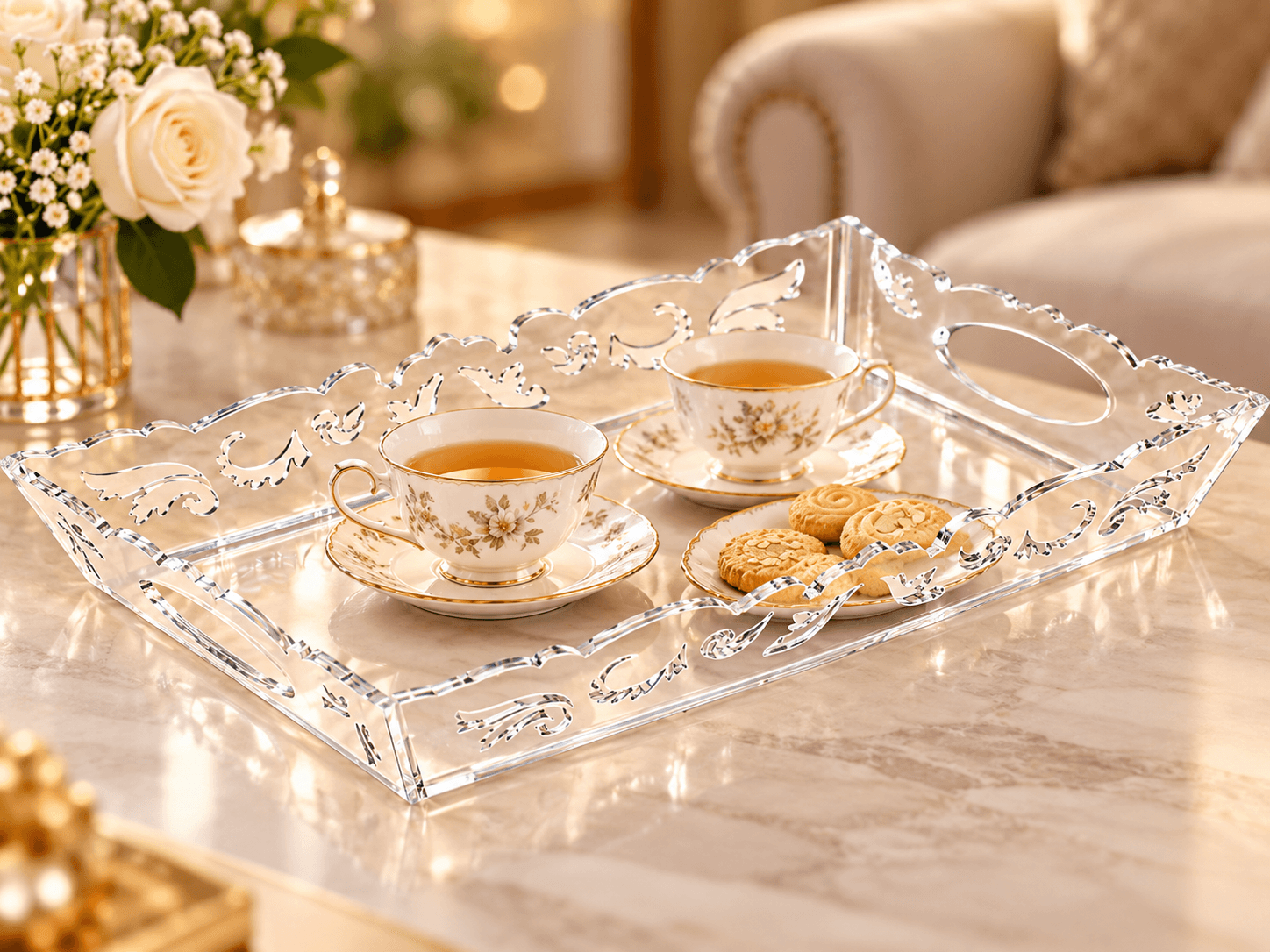 Premium Transparent Acrylic Serving Tray
