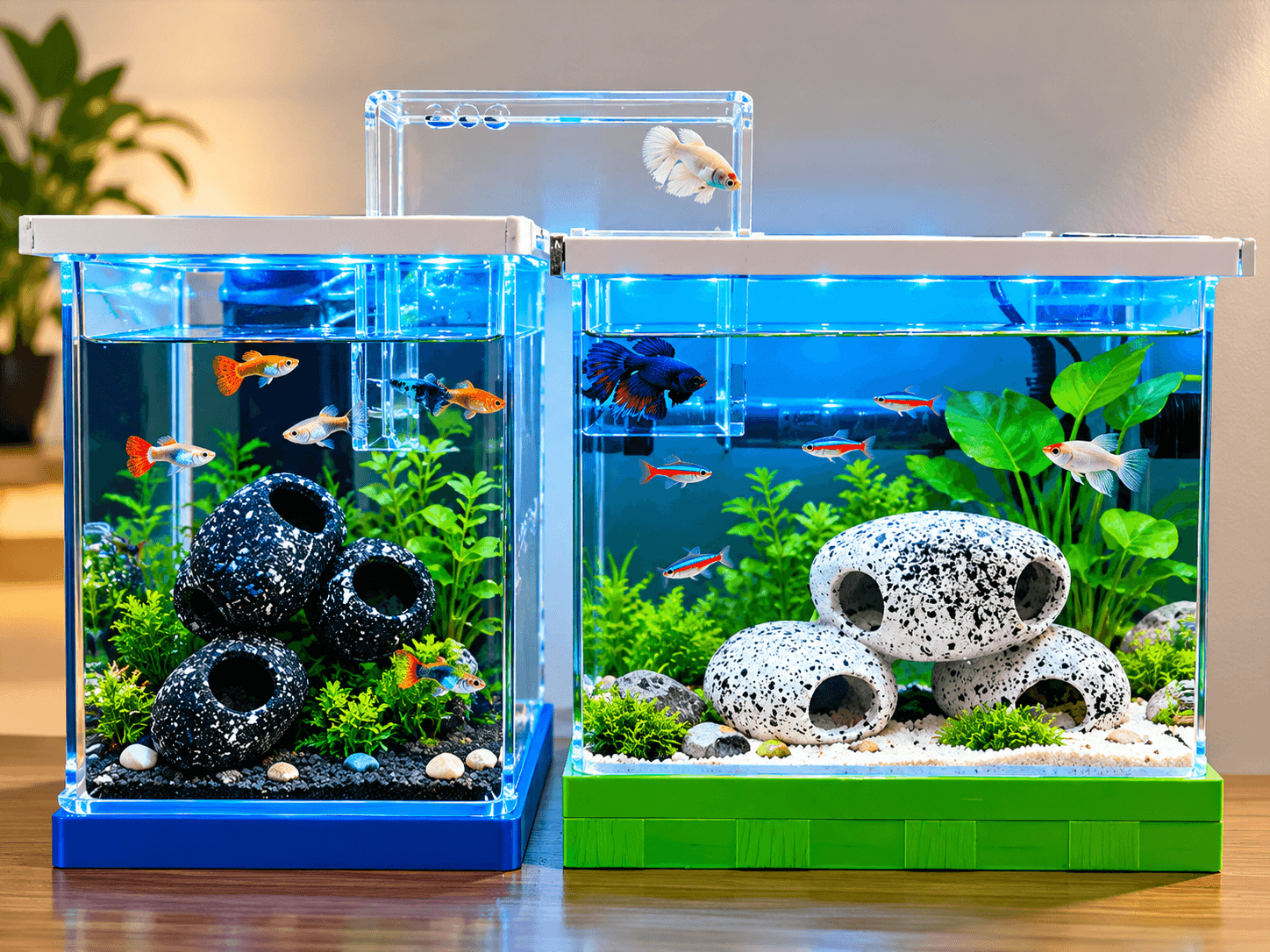 Premium Dual Acrylic Aquarium Fish Tank with LED Lighting image 1
