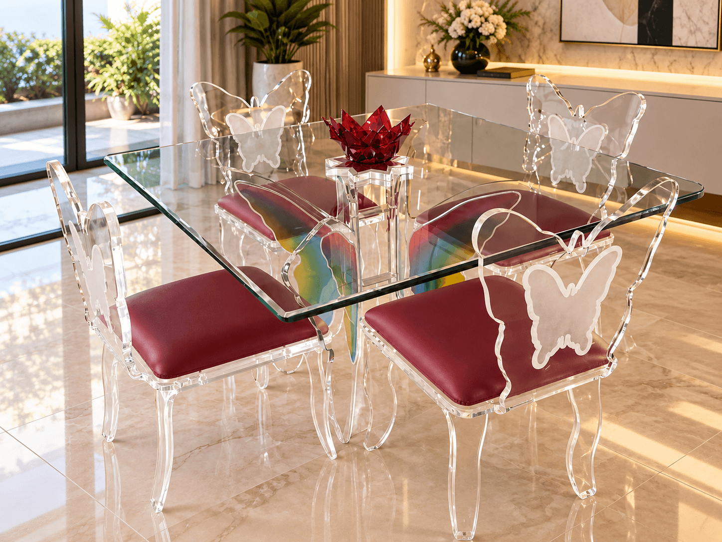 Elegant Acrylic Butterfly Dining Set